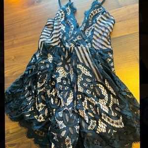 Solaris black lace romper, size S